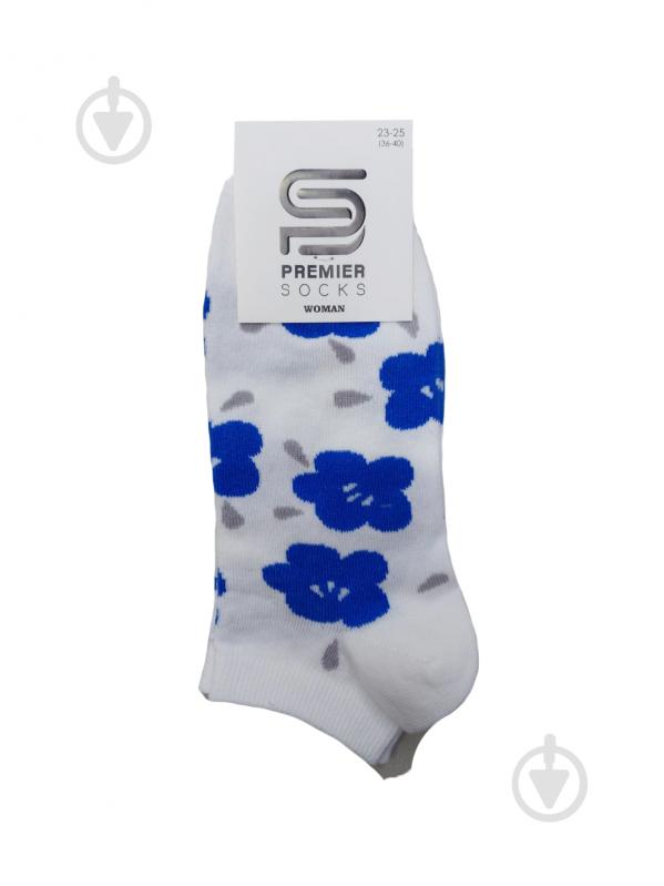 Шкарпетки жіночі Premier Socks з великими квітами р.23-25 біло-синій - фото 1