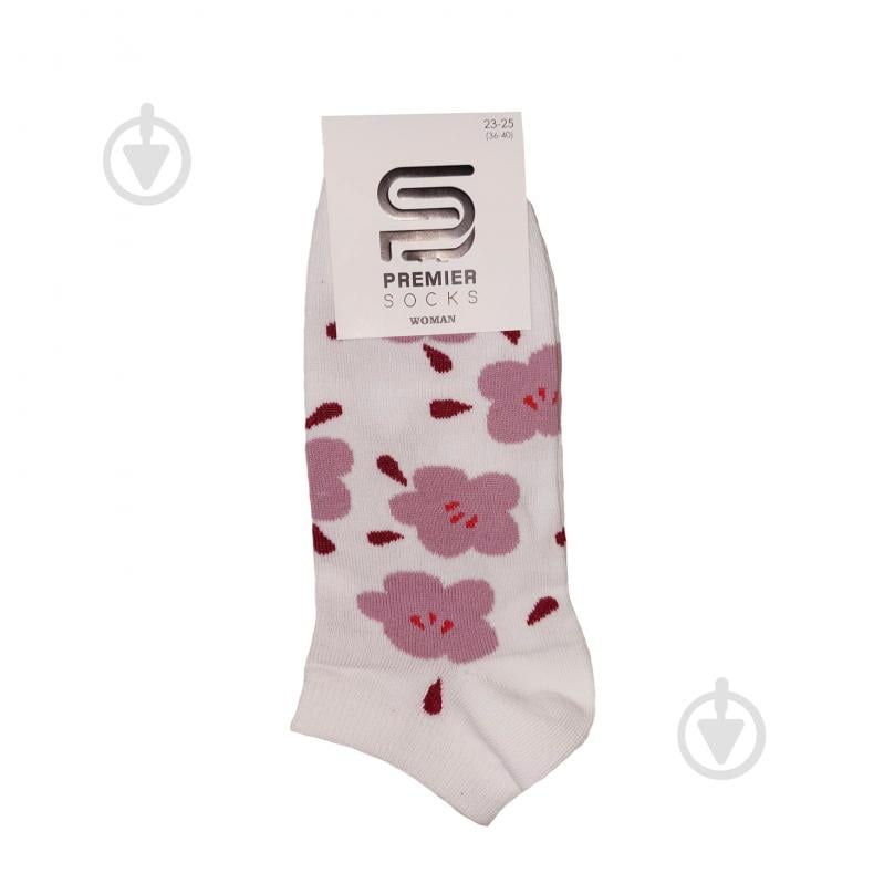 Шкарпетки жіночі Premier Socks з великими квітами р.23-25 білий із рожевим - фото 1