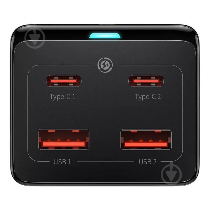 Зарядное устройство BASEUS GaN3 Pro Desktop Powerstrip AC+2U+2C 100W EU (With Cable Type-C to Type-C 100W 20V/5A 1m) Black (PSZM000401) - фото 5