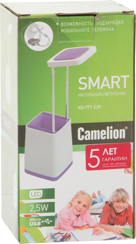 Настольная лампа офисная Camelion белый с фиолетовым KD-777 White/Violet - фото 5