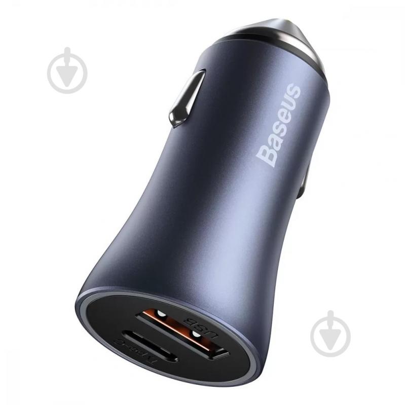 Автомобільний зарядний пристрій BASEUS Golden Contactor Pro Dual Quick Charger Car Charger U+C 40W Dark Gray (TZCCJD-0G) - фото 3