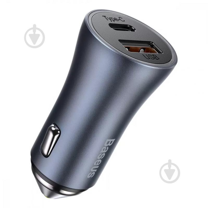 Автомобільний зарядний пристрій BASEUS Golden Contactor Pro Dual Quick Charger Car Charger U+C 40W Dark Gray (TZCCJD-0G) - фото 2