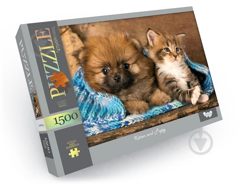 Пазли Danko Toys № 1 Kitten and Puppy 1500 елементів С1500-04-01 - фото 1 Пазли Danko Toys № 1 Kitten and Puppy 1500 елементів С1500-04-01 - фото 1