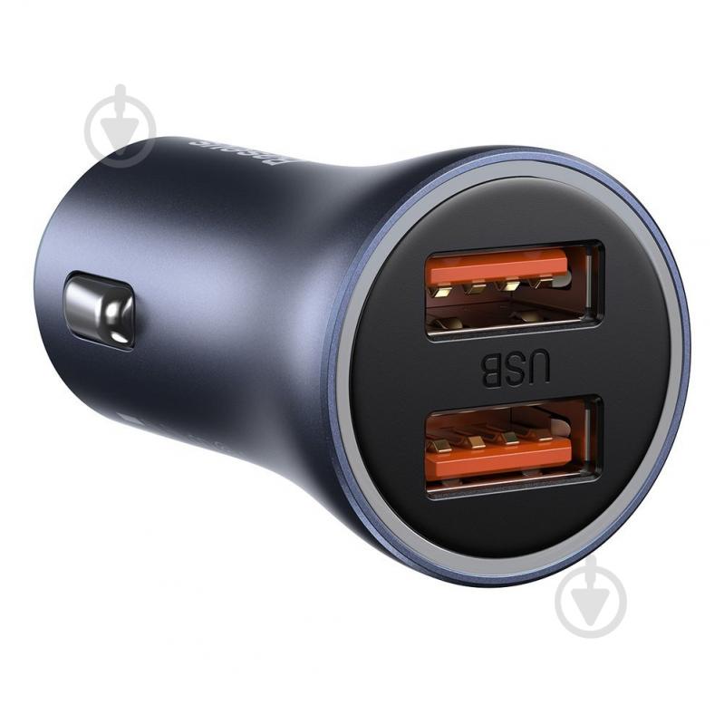 Автомобільний зарядний пристрій BASEUS Golden Contactor Pro Dual Quick Charger Car Charger U+U 40W Dark Gray (TZCCJD-A0G){/ - фото 2