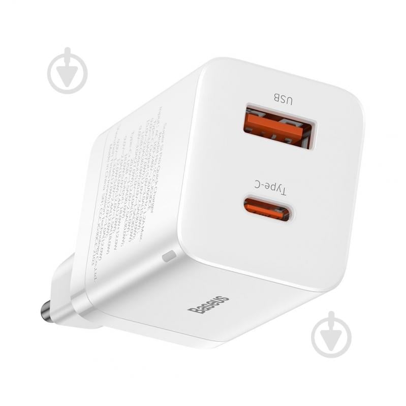 Зарядное устройство BASEUS Super Si Pro Quick Charger USB+Type-C 30W QC3.0+PD3.0 White (CCSUPP-E02) - фото 3