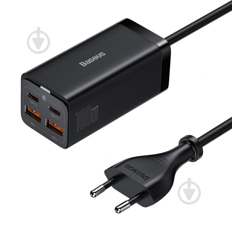 Зарядний пристрій BASEUS GaN3 Pro Desktop Fast Charger 100 Вт 2x USB/2x USB Type C QC 4.0 +PD (CCGP000101) - фото 1