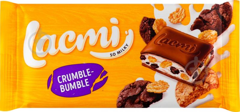 Молочний шоколад Roshen з молочною начинкою, кукурудзяними пластівцями та печивом Crumble-bumble Lacmi 83 г - фото 2 Молочний шоколад Roshen з молочною начинкою, кукурудзяними пластівцями та печивом Crumble-bumble Lacmi 83 г - фото 2