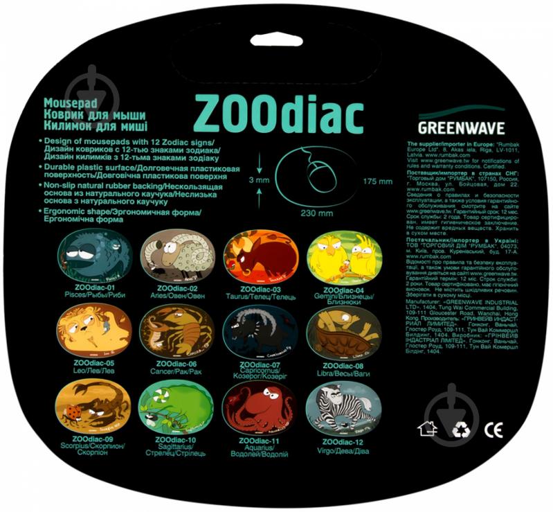 Коврик для мышки Greenwave ZOOdiac-11 - фото 2