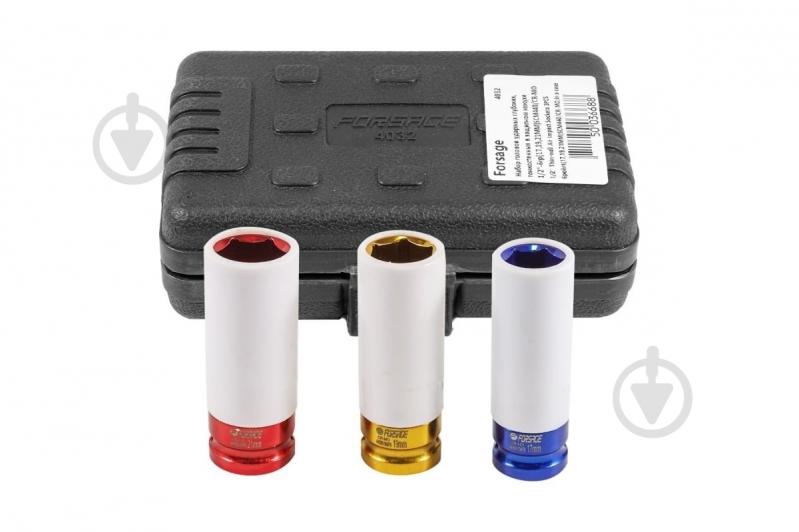 Набір головок ударних для литих дисків у захисному кожусі (17, 19, 21 мм), в кейсі Forsage 3 шт. F-4032 - фото 2 Набір головок ударних для литих дисків у захисному кожусі (17, 19, 21 мм), в кейсі Forsage 3 шт. F-4032 - фото 2