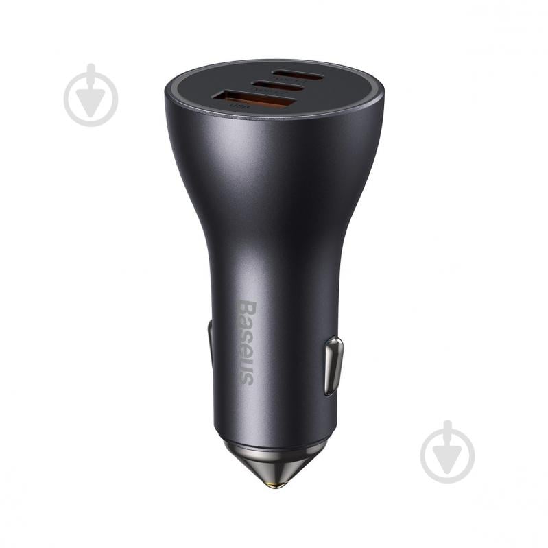 Автомобільний зарядний пристрій BASEUS Golden Contactor Pro Triple Fast Charger Car Charger 65W U+C+C Dark Gray (CGJP010 - фото 4