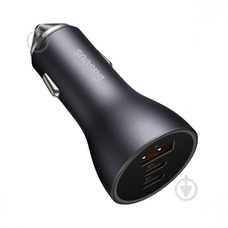 Автомобільний зарядний пристрій BASEUS Golden Contactor Pro Triple Fast Charger Car Charger 65W U+C+C Dark Gray (CGJP010 - фото 3