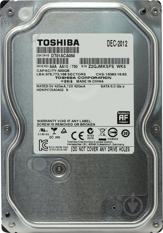 Жорсткий диск TOSHIBA P300 500 ГБ 3,5" SATA III (HDWD105UZSVA) - фото 1