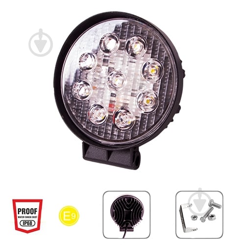 Фара робочого світла PULSO WLP-27R1S5 SPOT 9LEDx3W/10-30V/27W/6000K 27 Вт 12 В - фото 2