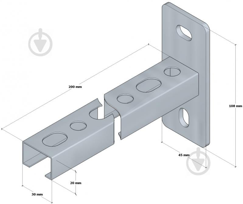 Консоль монтажна 200 мм (1,2 мм) - фото 2