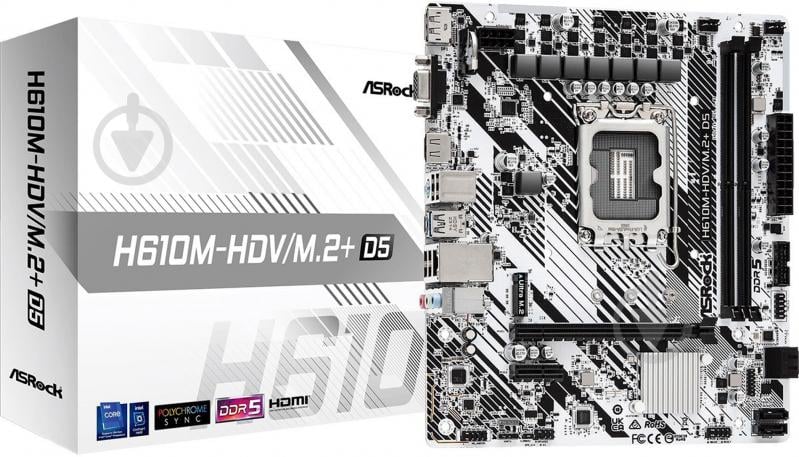 Материнська плата ASRock H610M-HDV/M.2+ D5 (Socket 1700, Intel H610, micro ATX) - фото 5