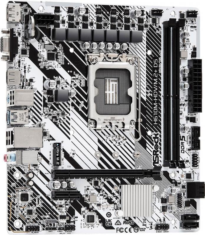 Материнська плата ASRock H610M-HDV/M.2+ D5 (Socket 1700, Intel H610, micro ATX) - фото 2