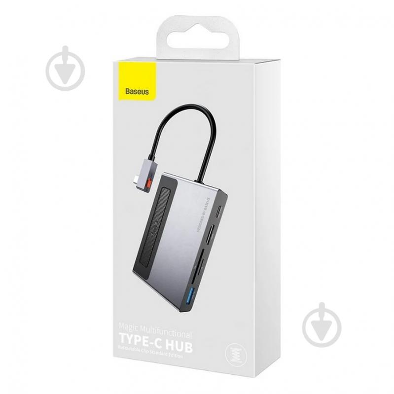 USB-хаб BASEUS Magic Multifunctional Type-C HUB with a Retractable Clip Standard Edition Space Gray (CAHUB-DA0G) - фото 6