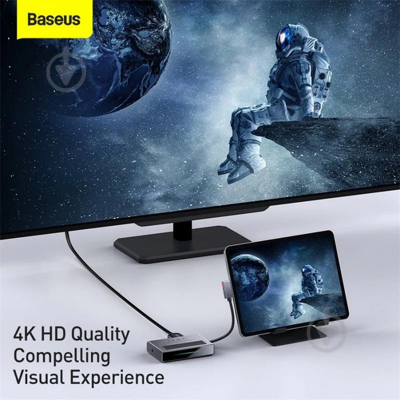 USB-хаб BASEUS Magic Multifunctional Type-C HUB with a Retractable Clip Standard Edition Space Gray (CAHUB-DA0G) - фото 9