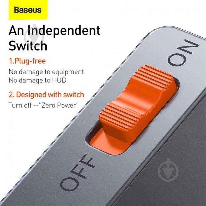 USB-хаб BASEUS Magic Multifunctional Type-C HUB with a Retractable Clip Standard Edition Space Gray (CAHUB-DA0G) - фото 10