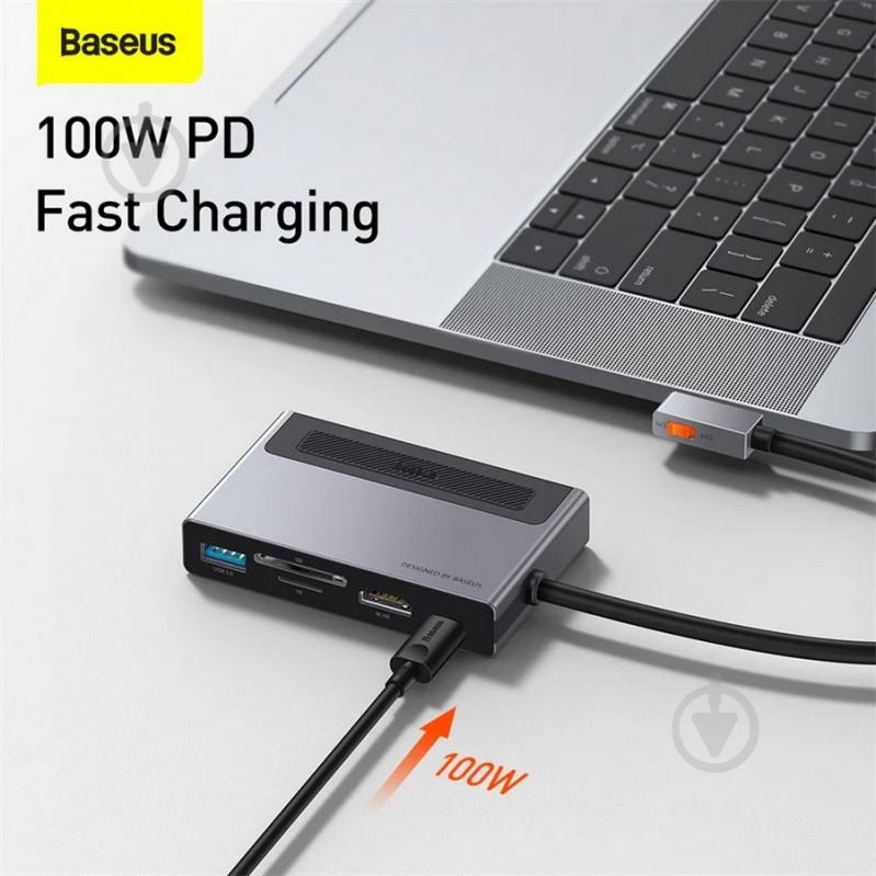 USB-хаб BASEUS Magic Multifunctional Type-C HUB with a Retractable Clip Standard Edition Space Gray (CAHUB-DA0G) - фото 8