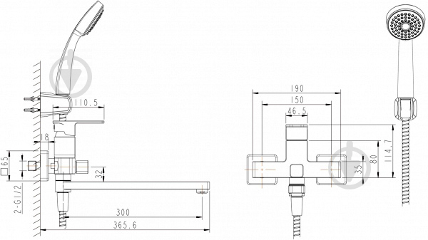 Смеситель для ванны Bravat Riffle F672106C-LB - фото 4