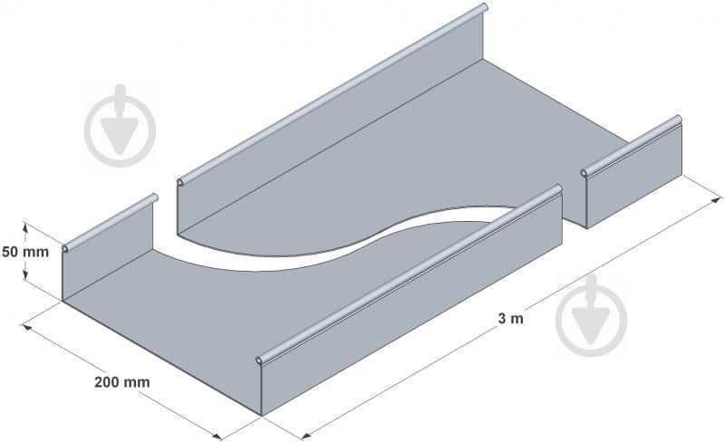 Лоток неперфорований металевий 200x50 мм (0,7) L-3 м білий цинк - фото 2