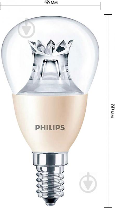 Лампа світлодіодна Philips MAS LEDluster D 6.2 Вт P48 прозора E14 220 В 2700 К 929000272002 - фото 2