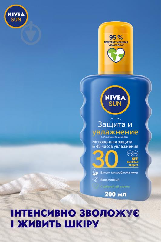 Спрей сонцезахисний Nivea Захист і зволоження SPF 30 200 мл - фото 4
