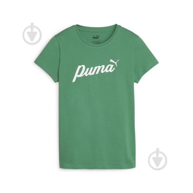 Футболка Puma ESS+ SCRIPT TEE 67931586 р.XS зеленый - фото 1