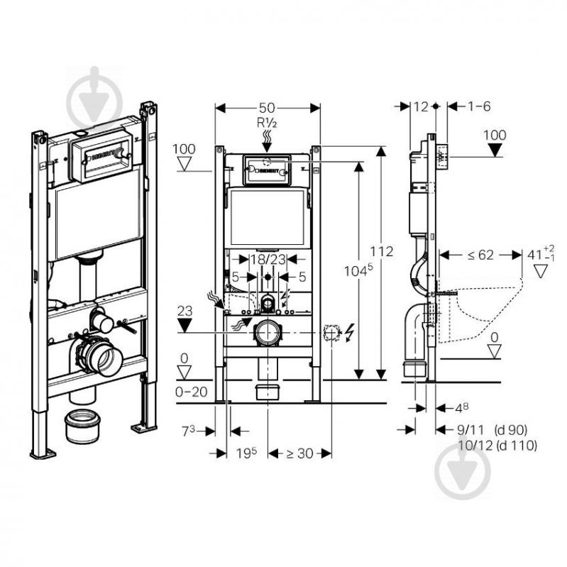 Комплект инсталляции VOLLE Duofix с кнопкой Delta 21 хром и унитаз Libra S Rimless 13-41-160S+458.126.00.1+115.125.21.1 - фото 2