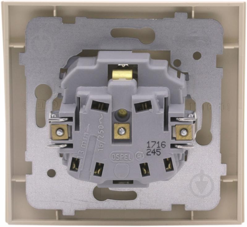Розетка із заземленням Ospel Kier 16 А 250 В без шторок кремовий GP-1WS/01 - фото 2