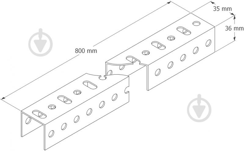 Планка кронштейна L-800 (1,5 мм) белый цинк - фото 6