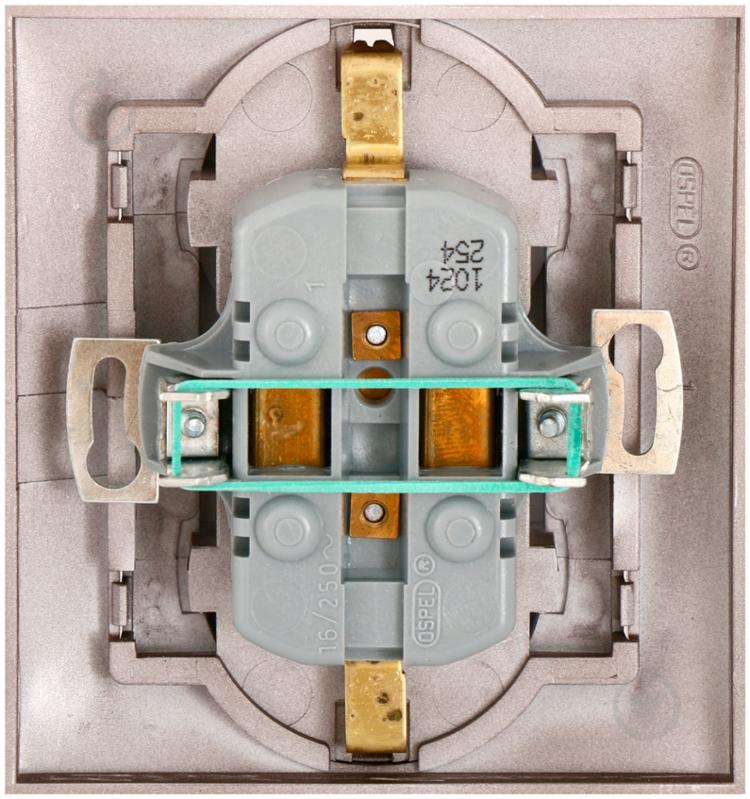 Розетка подвійна із заземленням Ospel Impresja 16 А 250 В без шторок титан GP-2YS/23 - фото 2