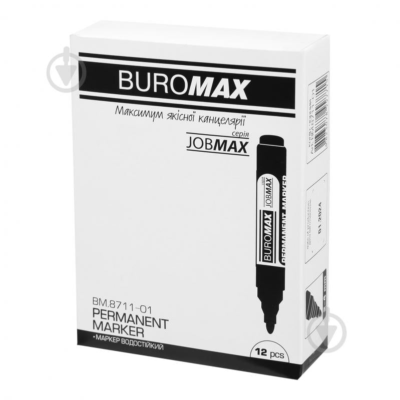 Маркер водостійкий Buromax чорний JOBMAX BM.8711-01 - фото 3