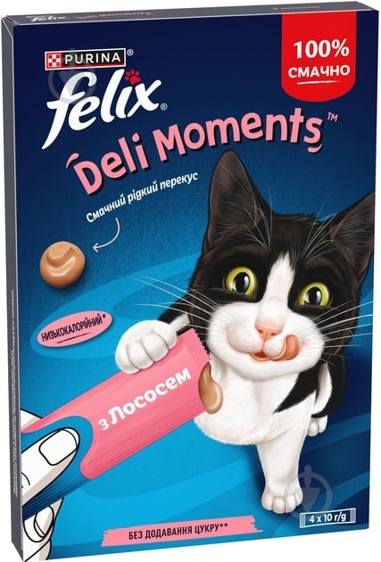 Ласощі FELIX by Purina Смачні моменти з лососем 4x10 г - фото 2 Ласощі FELIX by Purina Смачні моменти з лососем 4x10 г - фото 2