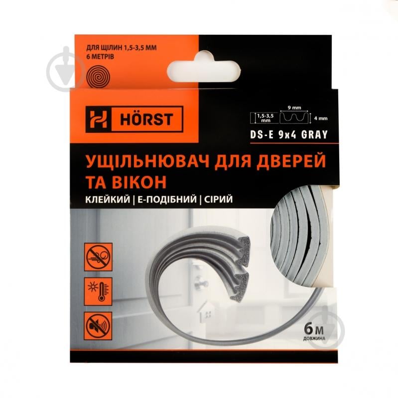 Уплотнитель самоклеющийся E-образный Horst DS-E 9x4 6 м серый - фото 8