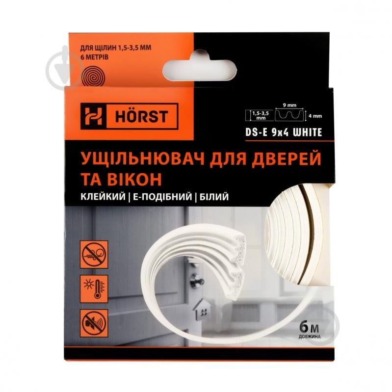 Уплотнитель самоклеющийся E-образный Horst DS-E 9x4 6 м белый - фото 11 Уплотнитель самоклеющийся E-образный Horst DS-E 9x4 6 м белый - фото 11