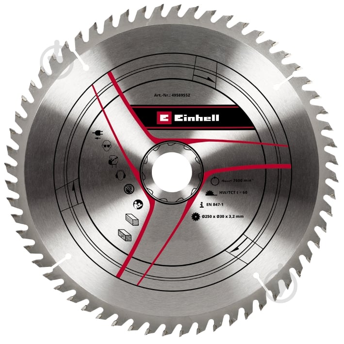 Пиляльний диск Einhell 250x30x3,2 Z60 589552 - фото 1