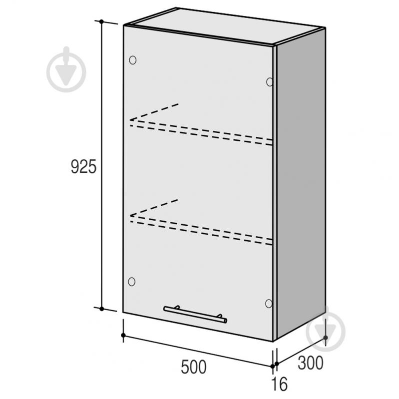 Шкаф верхний Руна МВ 500х925х300 мм арктика глянец/белый ROKO - фото 2