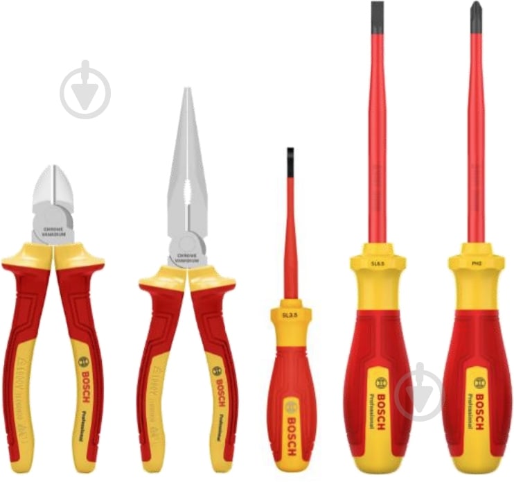 Набор ручного инструмента Bosch VDE 5 шт. 1600A02NG2 - фото 1 Набор ручного инструмента Bosch VDE 5 шт. 1600A02NG2 - фото 1