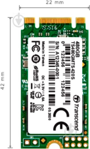 SSD-накопичувач Transcend 2242 480GB M.2 SATA III TLC (TS480GMTS420S) - фото 3