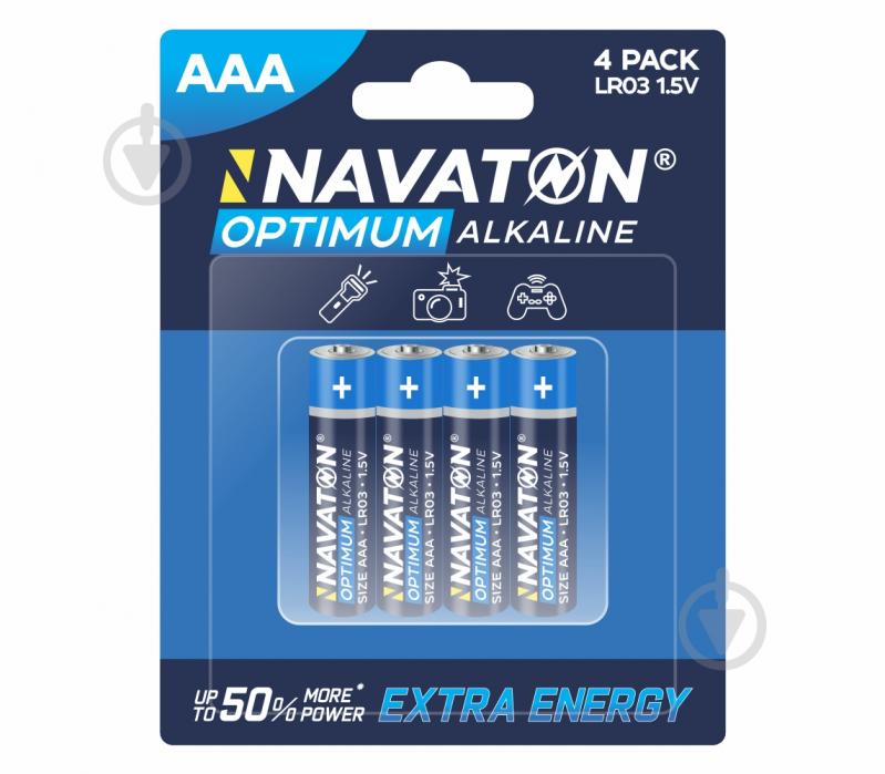 Батарейки NAVATON 4AAA-LR03-4B AAA (мизинчиковые) 4 шт. (LR03-4B) - фото 1