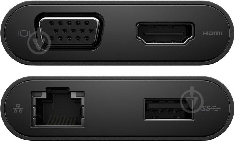 Адаптер Dell USB Type-C – HDMI + VGA + Ethernet + USB 3.0 чорний (470-ABRY) - фото 2