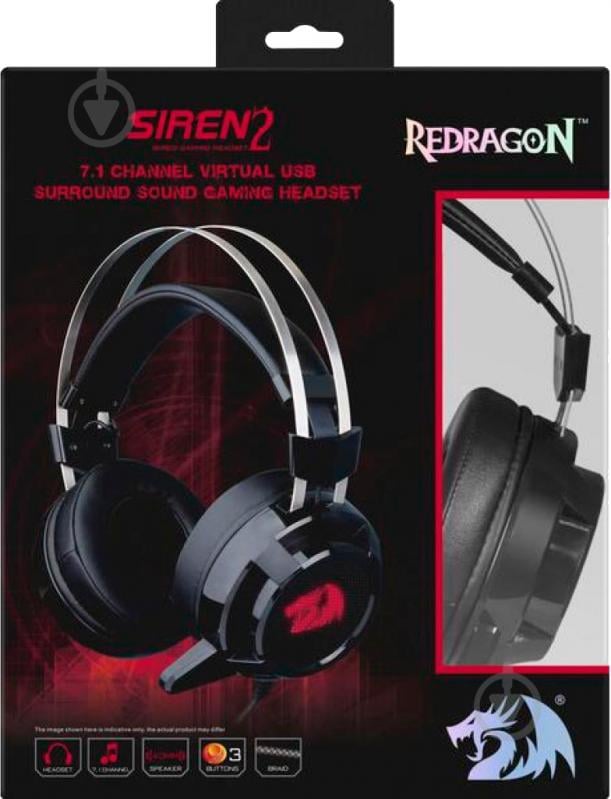 Гарнітура Redragon Siren 2 Black-Red Vibration Surround 7.1 74830 black/red - фото 12