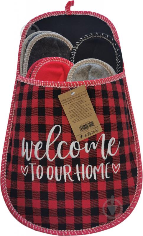 Набор тапочек La Nuit Welcome To Our Home для гостей р. one size клетчатый 4 пары - фото 1