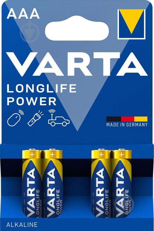 Батарейка Varta Longlife Power AAA (R03, 286) 4 шт. (30705052) - фото 1