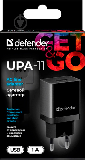 Мережевий зарядний пристрій Defender UPA-11 1хUSB 5V/1А Black 83547 - фото 3