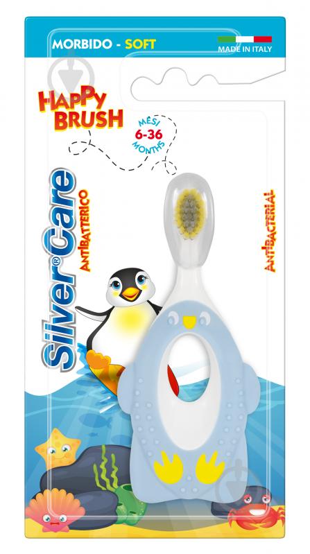 Детская зубная щетка Silver Care Happy Brush 6-36 месяцев мягкая 1 шт. - фото 5