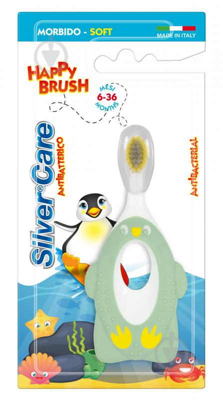 Детская зубная щетка Silver Care Happy Brush 6-36 месяцев мягкая 1 шт. - фото 6