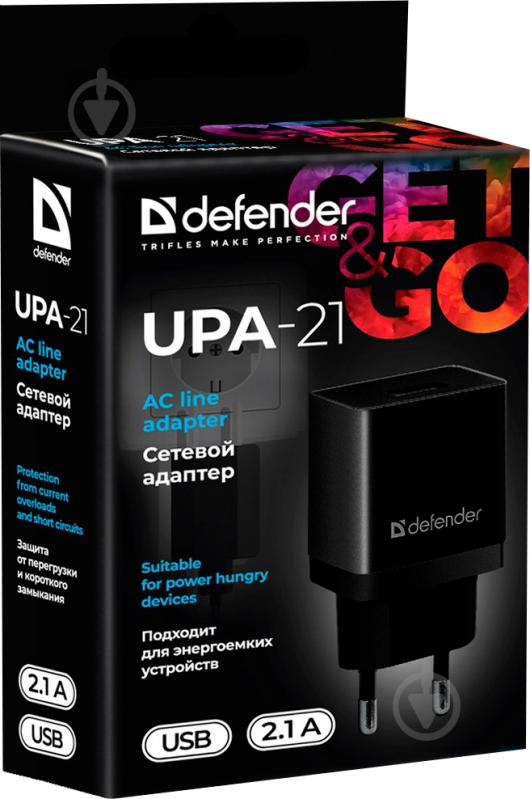 Сетевое зарядное устройство Defender UPA-21 черный 1xUSB 5V/2.1А 83577 - фото 4